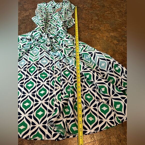 Boden Amy Sleeveless Shirt Dress Green Tambourine Diamond Wave Size 10P Petite - Picture 11 of 13